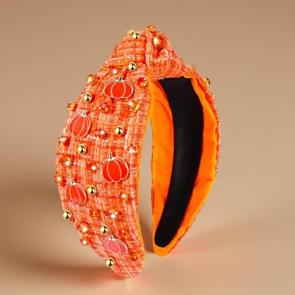 Pumpkin Headbands Embellished With Enameled Pumpkin & Crystals NEW - Picture 13 of 14